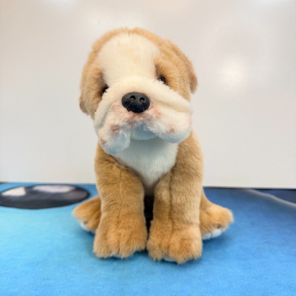 English BULLDOG 9" Plush White Tan Stuffed Puppy Lovey DOG Nat & Jules Demdaco